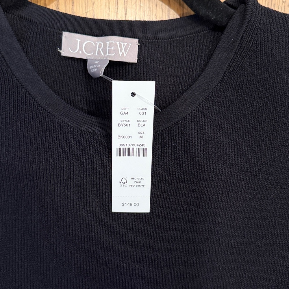 NWT J. Crew Black Sheath Dress Size Medium - Picture 6 of 7